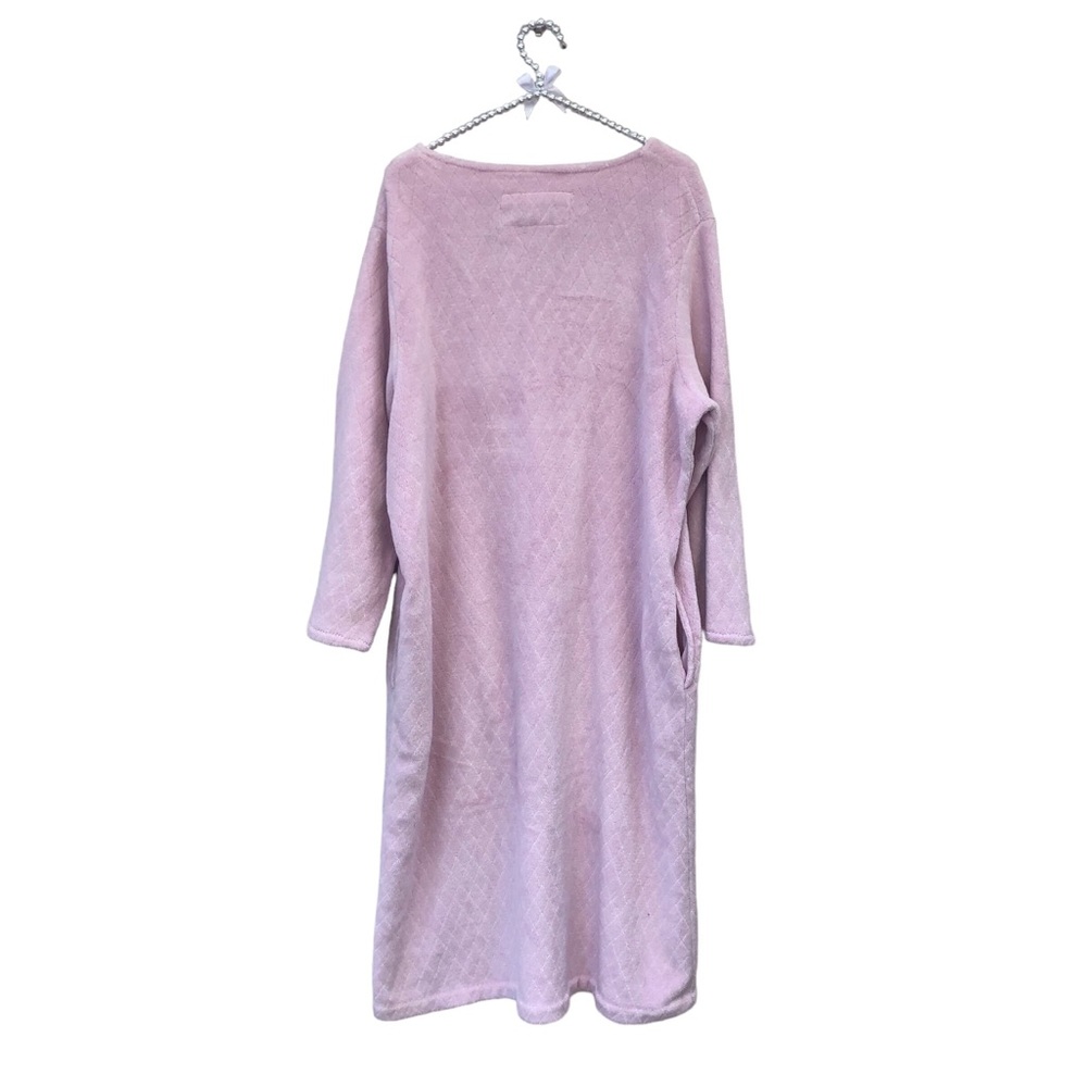 Oscar De La Renta Pink Fleece Night Robe size Large - Picture 5 of 10